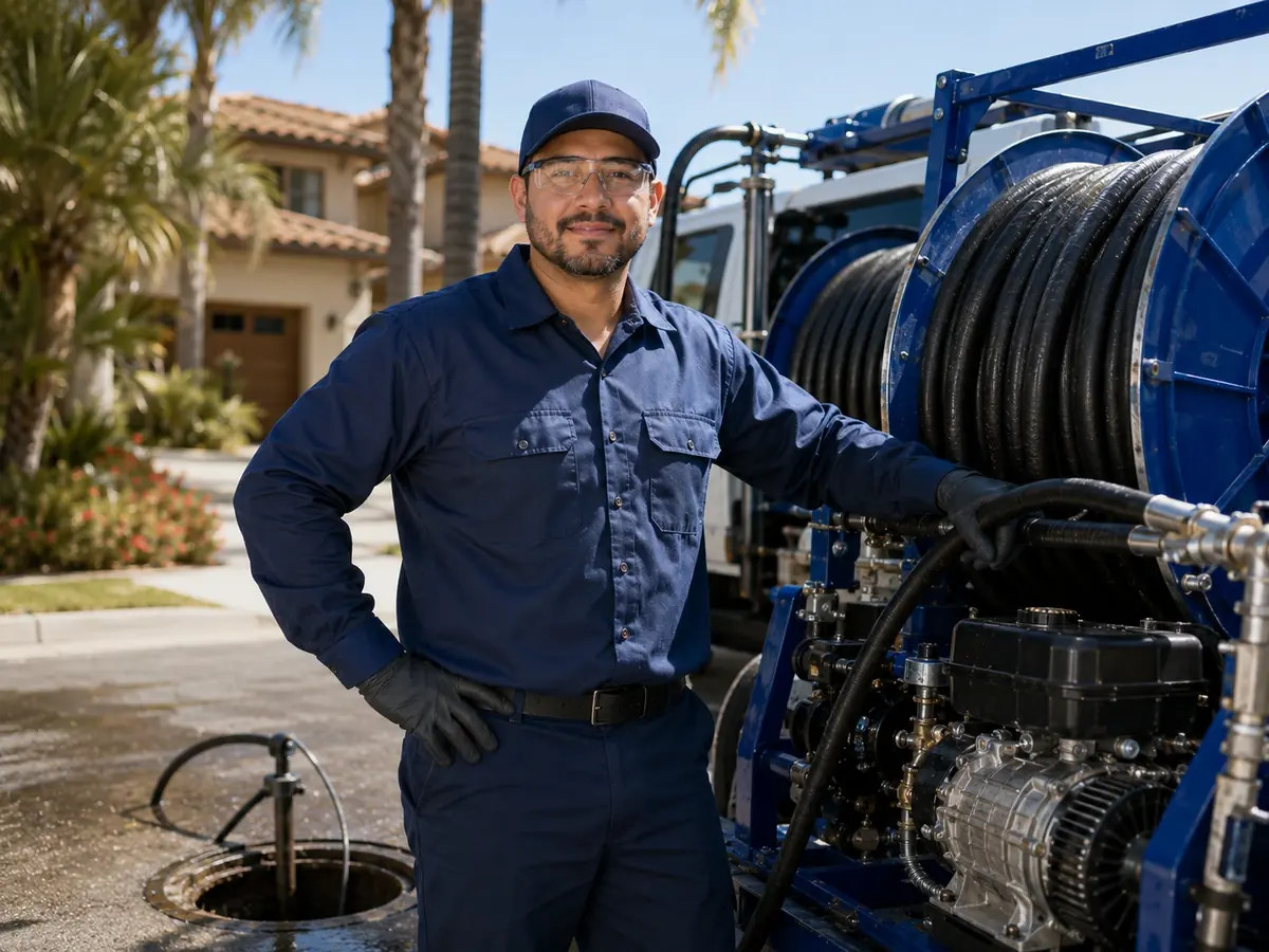 Hydro jet sewer cleaning in Midway City