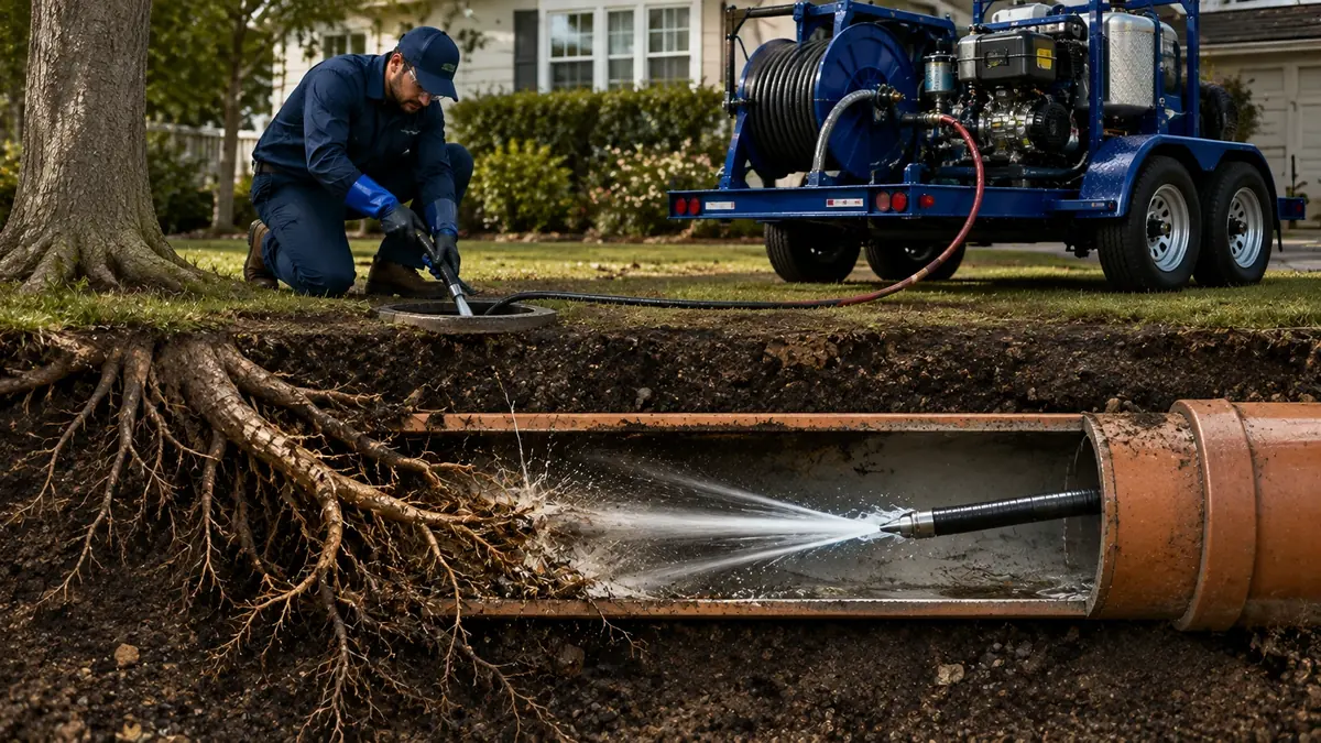 Tree Root Removal with Hydro Jetting in Midway City